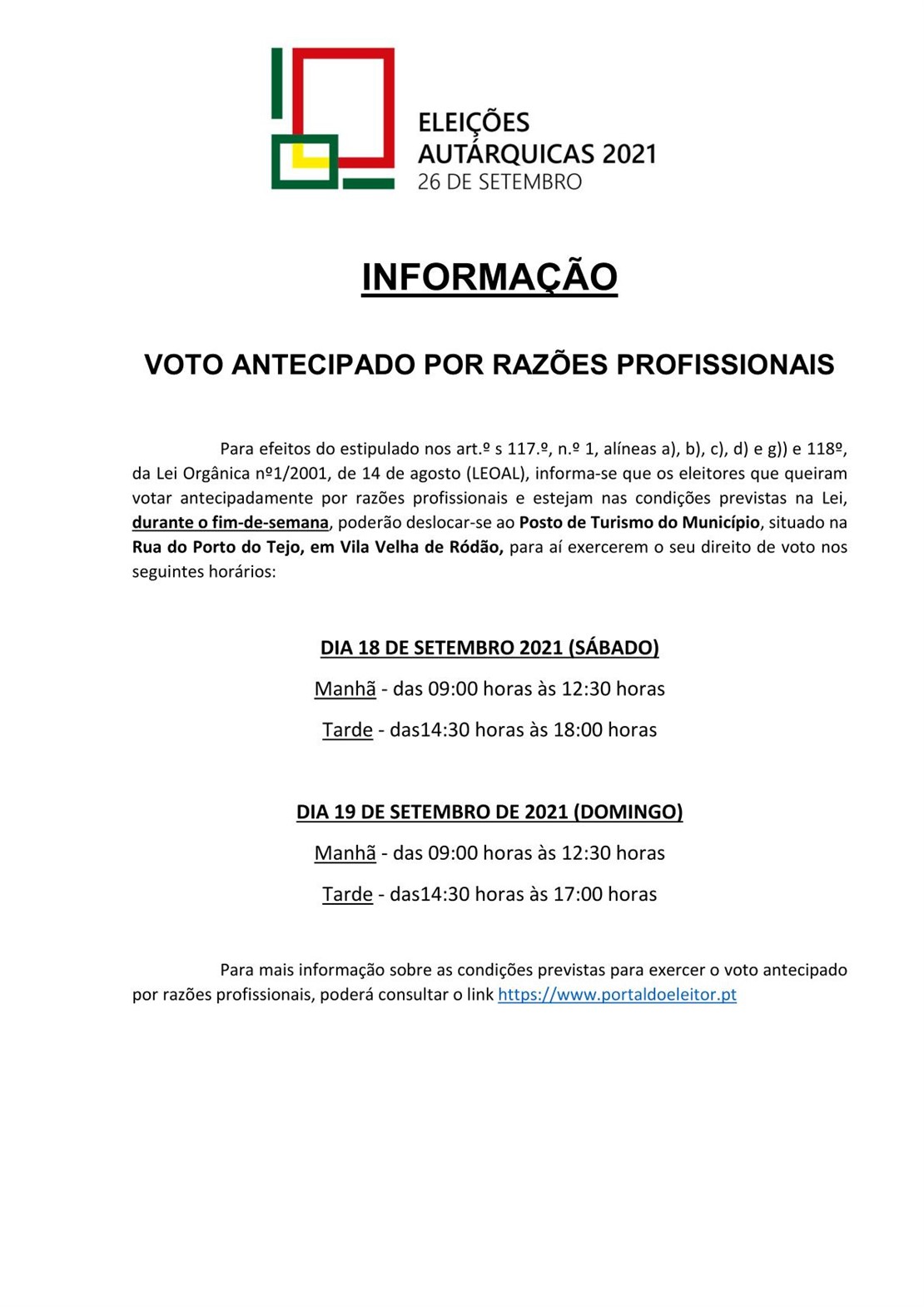 INFORMAÇÃO Voto Antecipado M PROF